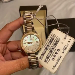Tag Heuer Carrera 32mm White Mother of Pearl with Diamond Bezel in Rosegold Tag Heuer | Accessories | Tag Heuer Carrera 32mm White  main image 3